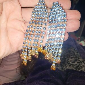 Dazzling Blue and Gold Drop Earrings